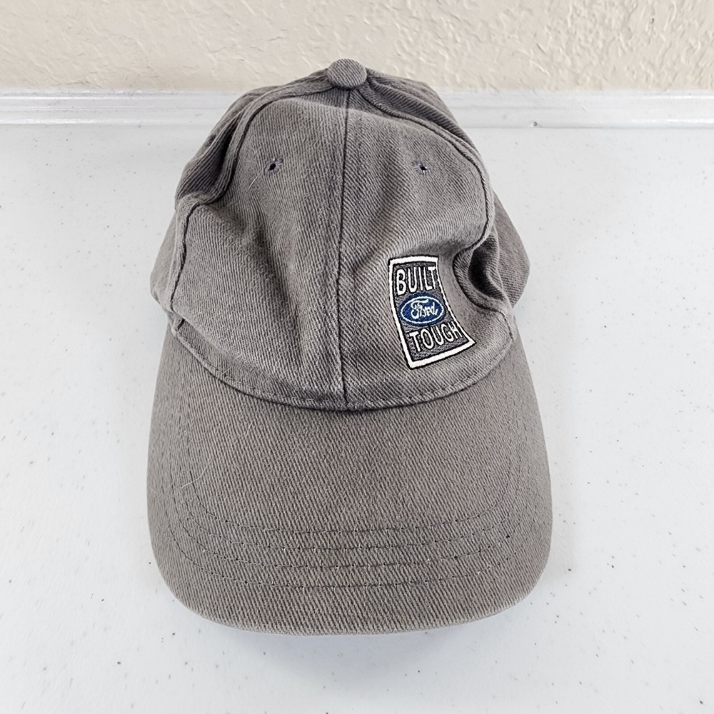 Built Ford Tough Logo Gray Adjustable Hat Vintage Dad Mom Workwear - Picture 1 of 10